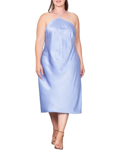 Standards & Practices Satin Midi Dress - Blue