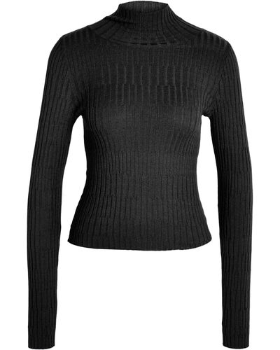 Noisy May Nancy Rib Stitch Mock Neck Sweater - Black