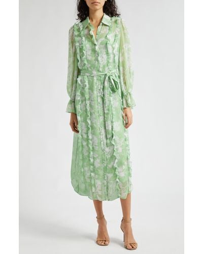 Cinq À Sept Estelle Floral Print Long Sleeve Dress - Green