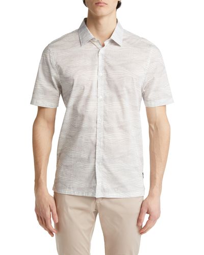 Good Man Brand Big On-point Short Sleeve Organic Cotton Button-up Shirt - White