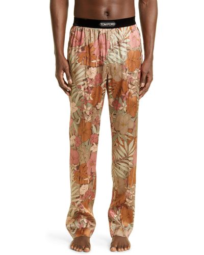 Tom Ford Botanical Print Stretch Silk Pajama Pants - Multicolor