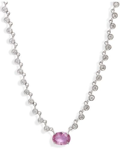 Meira T Pink Sapphire & Diamond Necklace - White