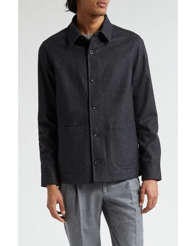 Thom Sweeney Wool Flannel Chore Jacket - Black