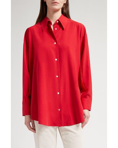 The Row Andra Silk Button-up Shirt - Red