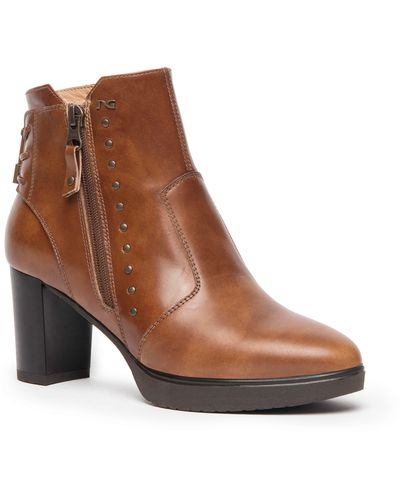 Nero Giardini Corset Zip Leather Platform Bootie - Brown