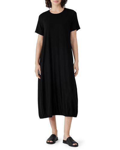 Eileen Fisher Stretch Jersey Midi Dress - Black