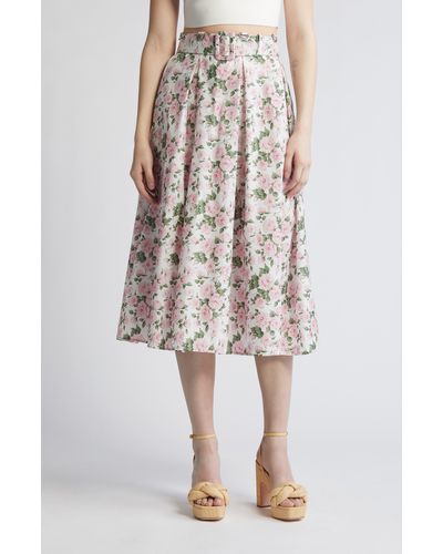 Dauphinette X Liberty London Floating Belted A-line Skirt At Nordstrom - Natural