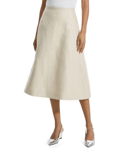 Theory High Waist Linen A-line Skirt - Natural