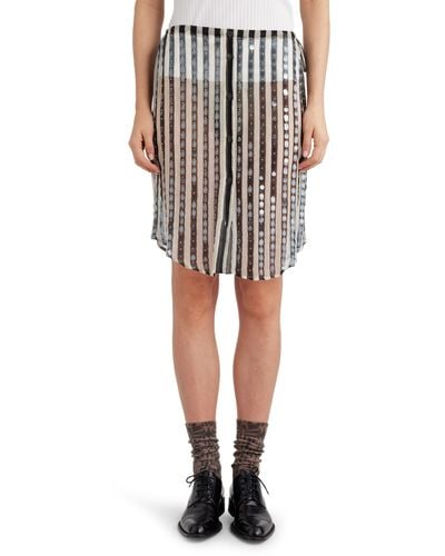 Dries Van Noten Paillette Stripe Sheer Silk Skirt - Multicolor