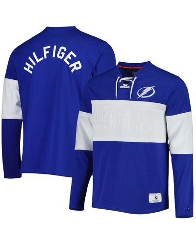Tommy Hilfiger Tampa Bay Lightning Walter Lace-up Long Sleeve Top At Nordstrom - Blue
