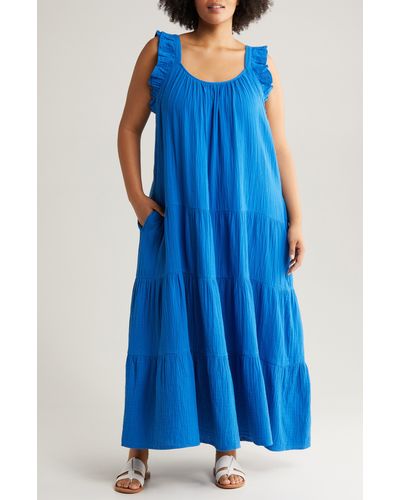 Caslon Caslon(r) Ruffle Strap Maxi Dress - Blue