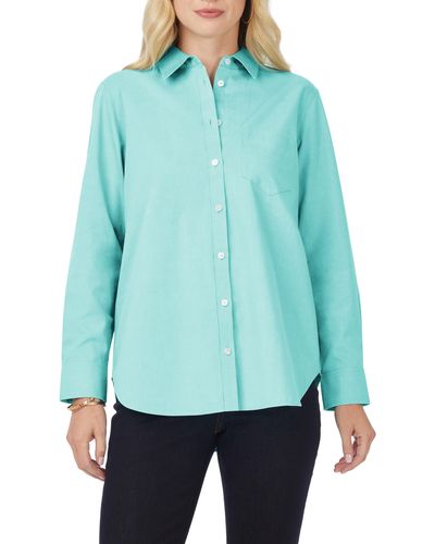Foxcroft Non-iron Boyfriend Button-up Shirt - Blue