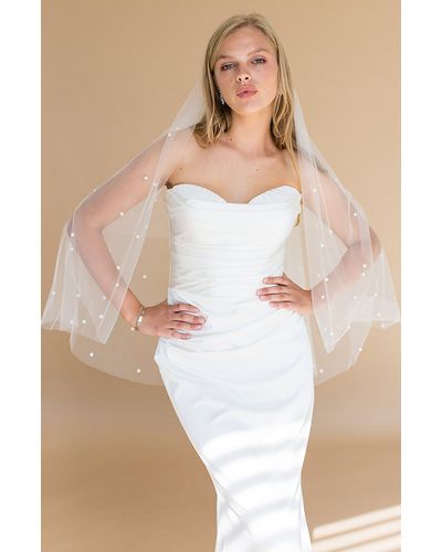Brides & Hairpins Adalet Crystal Embellished Elbow Veil - Natural