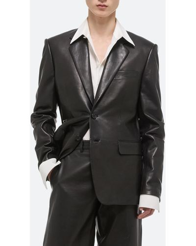 Helmut Lang Gender Inclusive Leather Blazer - Black