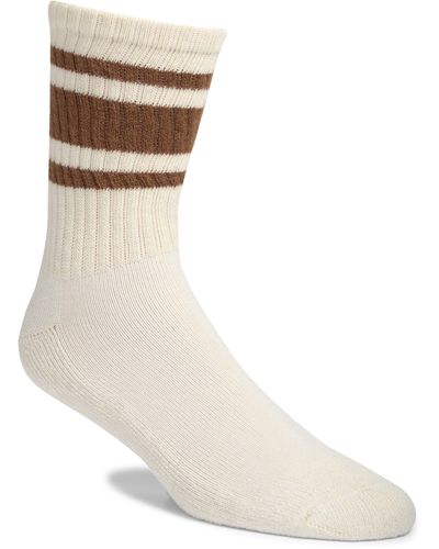 American Trench The Mono Stripe Cotton Blend Crew Socks - White