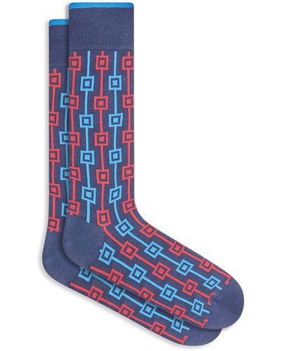 Bugatchi Geo Pattern Dress Socks - Blue