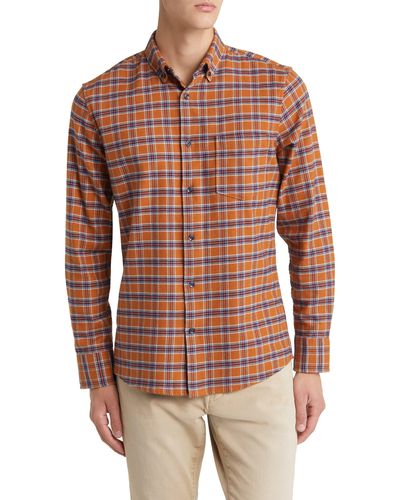 Nordstrom Tech-smart Trim Fit Plaid Flannel Button-down Shirt - Red