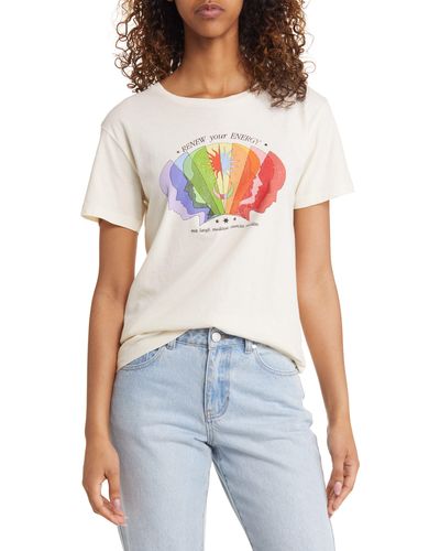 GOLDEN HOUR Rainbow Renew Energy Cotton Graphic T-shirt - White