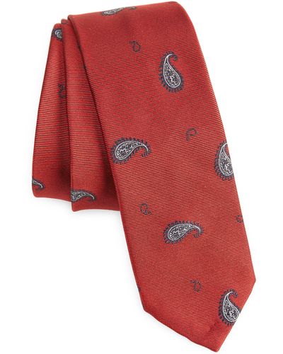 Thom Browne Paisley Silk Tie - Red
