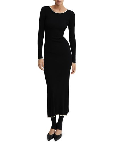 Mango Shadowin Long Sleeve Maxi Sweater Dress - Black