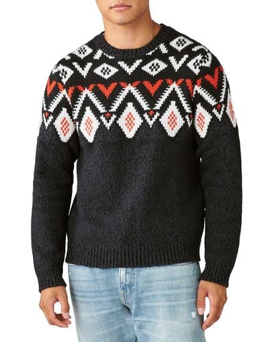 Lucky Brand Fair Isle Cotton Sweater - Black