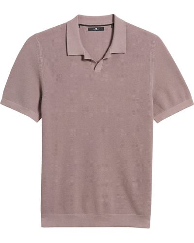 7 For All Mankind Textured Johnny Collar Polo - Pink