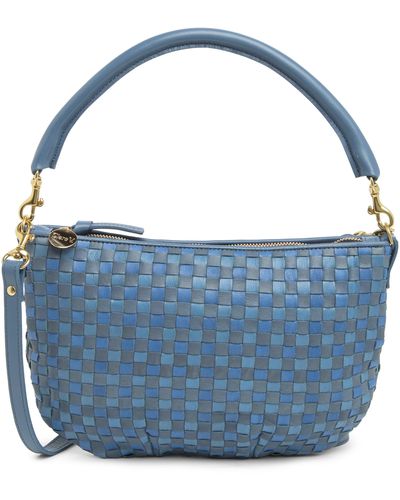 Clare V. Petit Moyen Woven Leather Messenger Bag - Blue