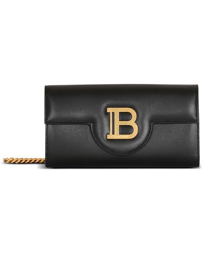 Balmain B-buzz Calfskin Leather Wallet On A Chain - White