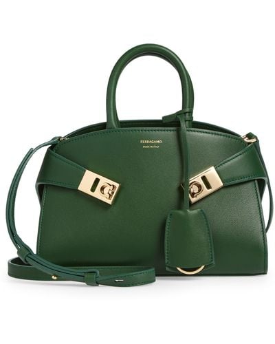 Ferragamo Mini Hug Leather Top-handle Bag - Green