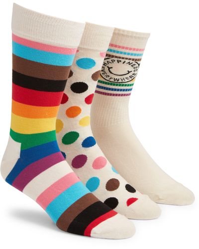 Happy Socks Assorted 3-pack Pride Socks Gift Box - White
