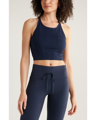 Zella Ripple Longline Seamless Bra - Blue