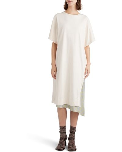 Dries Van Noten Oversize Asymmetric T-shirt Dress - White
