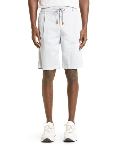 Eleventy Microweave Stretch Cotton Bermuda Shorts - White