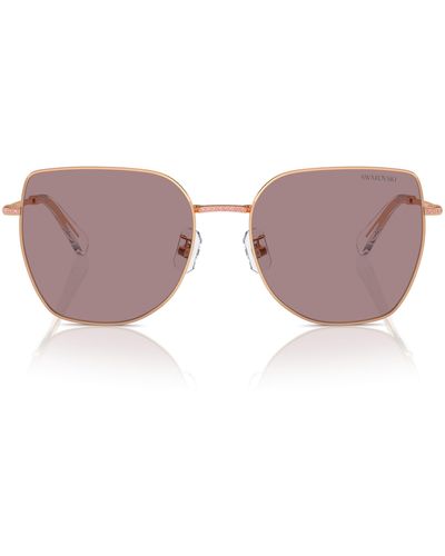 Swarovski 59mm Irregular Sunglasses - Pink