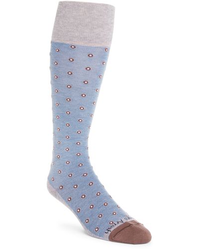 Edward Armah Shadowed Dot Tall Compression Dress Socks - Blue
