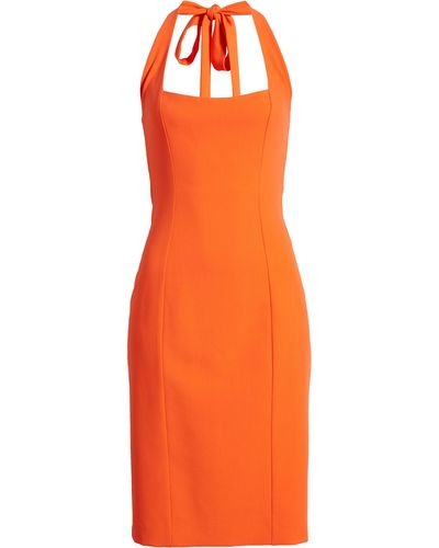 Black Halo Zarela Halter Neck Sheath Cocktail Dress - Orange
