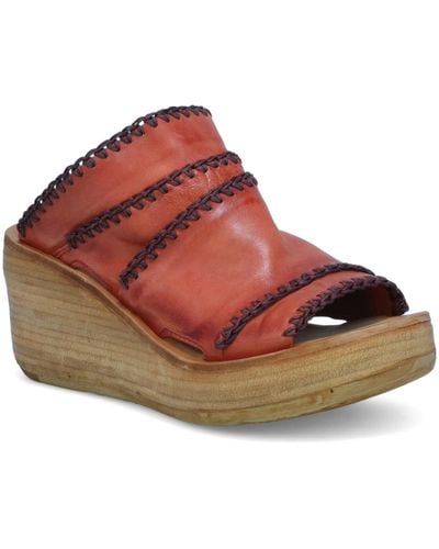 A.s.98 Nelson Platform Wedge Sandal - Red