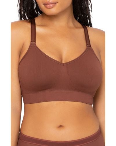 Curvy Couture Smooth Seamless Comfort Bralette - Brown