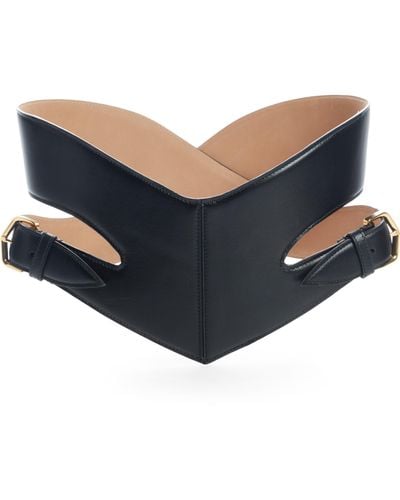 Alaïa Crossover Cutout Leather Belt - Blue