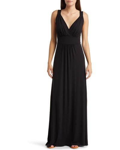 Loveappella Empire Waist Sleeveless Maxi Dress - Black