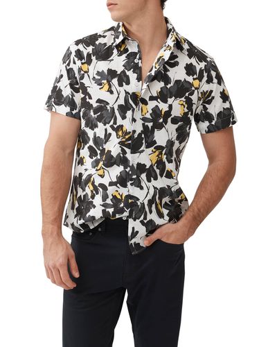 Rodd & Gunn Newcastle Sports Fit Floral Short Sleeve Cotton Button-up Shirt - Black