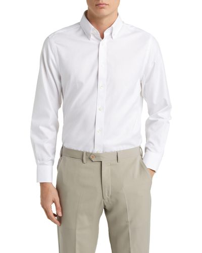 Charles Tyrwhitt Slim Fit Non-iron Solid Twill Button-down Dress Shirt - White