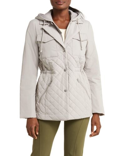 Zella Active Quilted Hooded Jacket - Gray