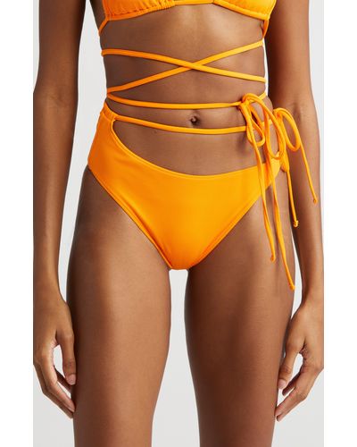 K.ngsley Naomi Asymmetric Tie Waist Bikini Bottoms - Orange