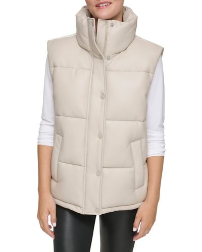Marc New York Faux Leather Puffer Vest - Natural