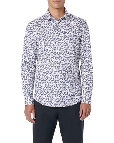 Bugatchi James Ooohcotton Floral Button-up Shirt - Blue