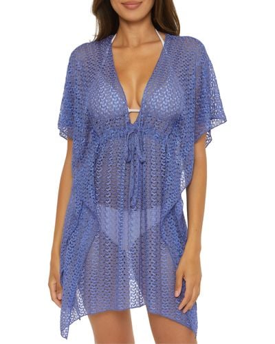 Becca Golden Lace Cover-up Tunic - Blue