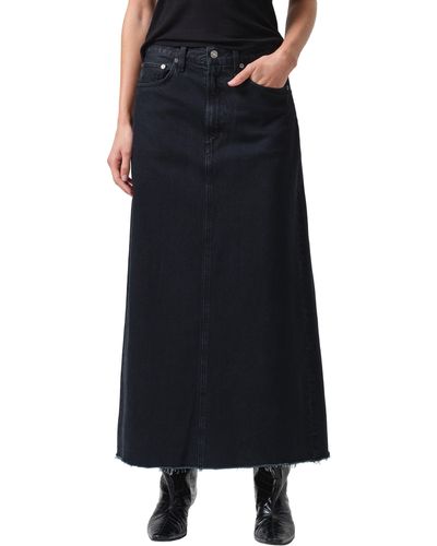 Agolde Hilla Organic Cotton Denim Maxi Skirt - Black
