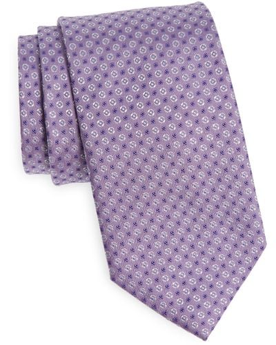 David Donahue Geometric Silk Tie - Purple