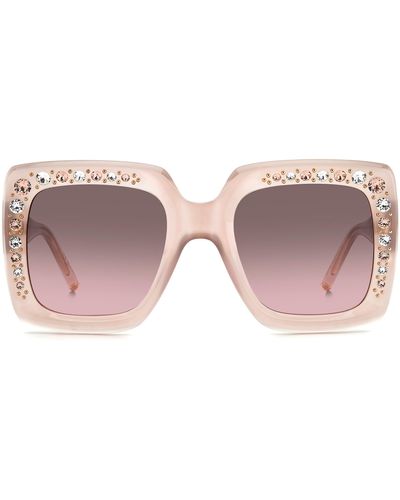 Carolina Herrera 53mm Crystal Embellished Square Sunglasses - Pink